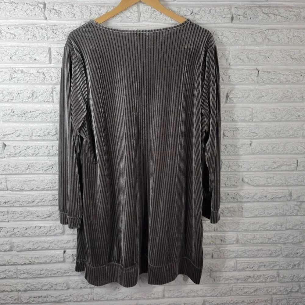 Tacera Womens Swim Coverup 2X Plus Robe Dress Gray Velour Soft Comfy SWE102E